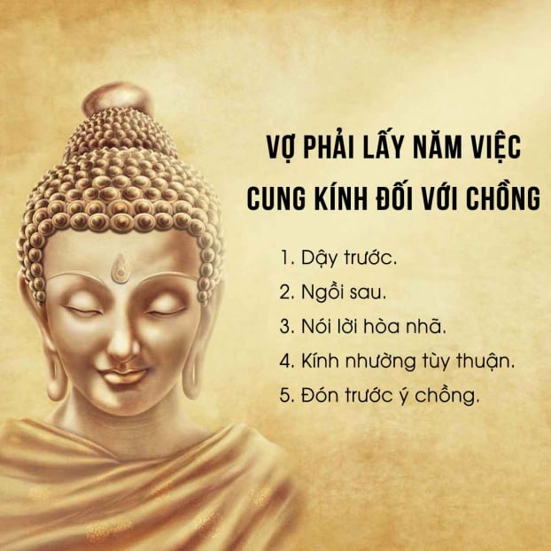 Phật dạy: Chồng đối đãi vợ có 5 điều, vợ cũng nhớ lấy 5 việc để cung kính chồng